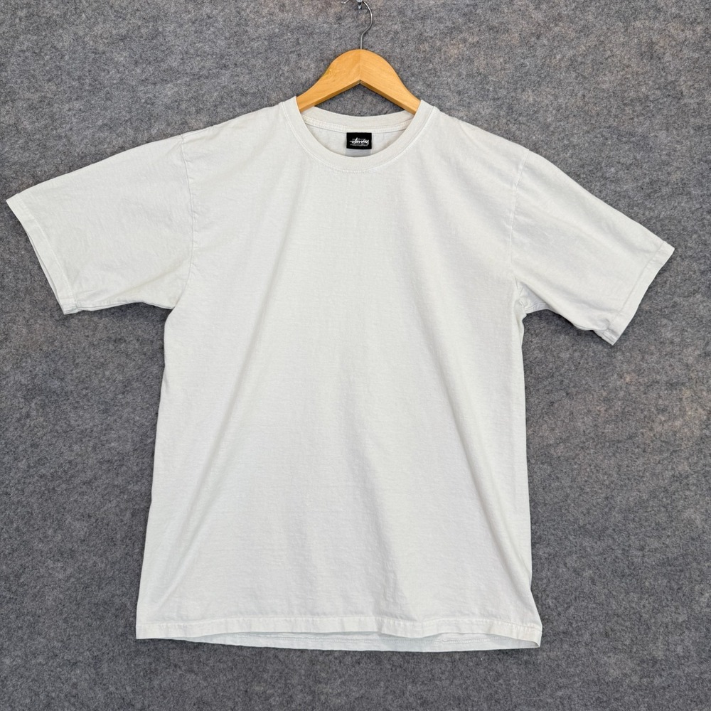 Stussy Blank White Tee Shirt Mens Medium Y2k Short Sleeve‎ Skate Skater Tshirt